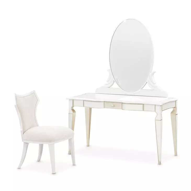 La Marisia Creamy Pearl 1 Drawer Vanity Desk