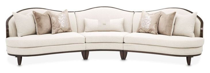 Camellia Field Linen And Warm Pecan 3 Piece Chenille 160" Sofa