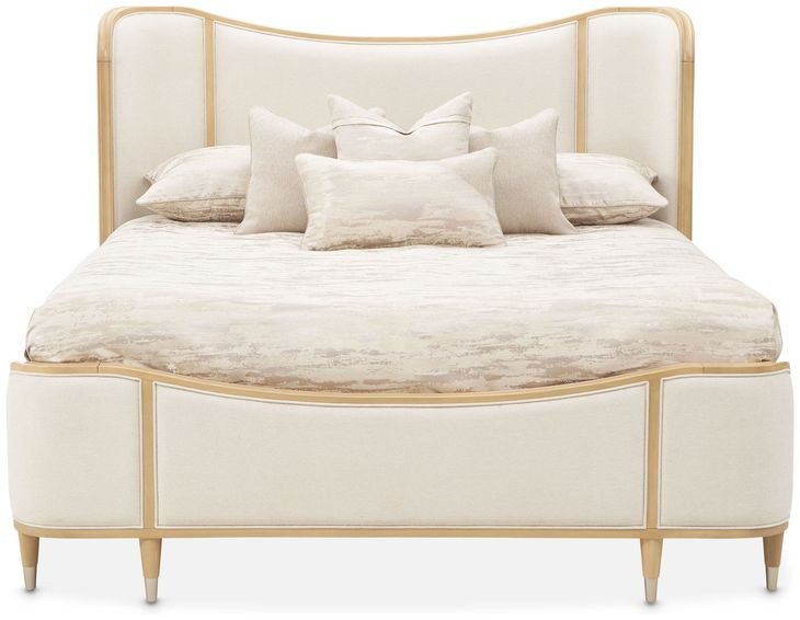 Camellia Field Cornsilk and Caramel Upholstered Panel Bedroom Set with USB Charging