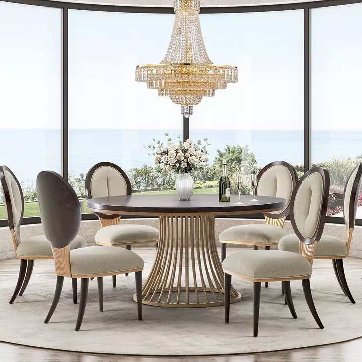 Camellia Field Pecan Dining Room Set