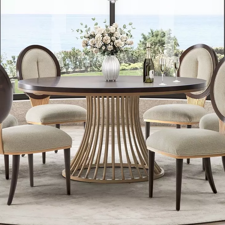 Camellia Field Warm Pecan 60" Round Dining Table