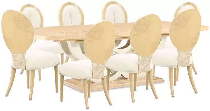Camellia Field Caramel Extendable Rectangular Dining Room Set
