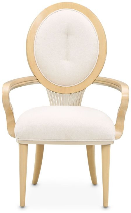 Camellia Field Cornsilk Upholstered Dining Arm Chair Set of 2