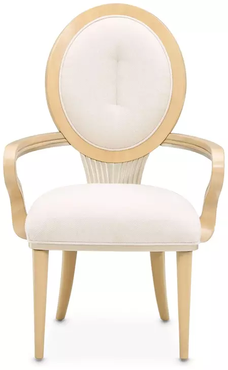 Camellia Field Cornsilk Upholstered Dining Arm Chair Set of 2