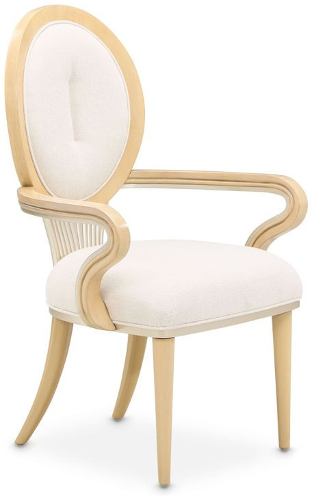 Camellia Field Cornsilk Upholstered Dining Arm Chair Set of 2