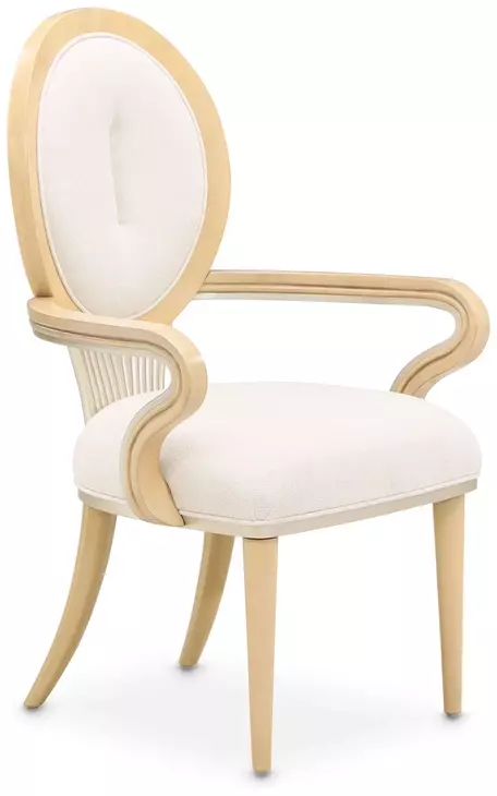 Camellia Field Cornsilk Upholstered Dining Arm Chair Set of 2