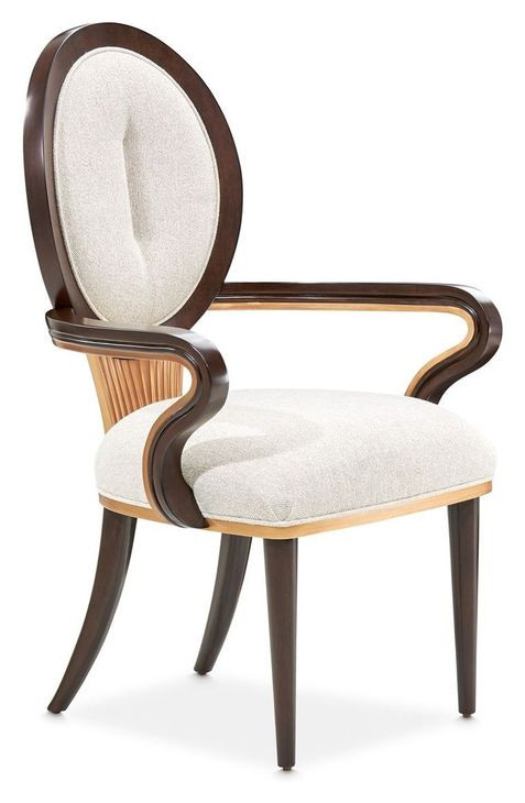 Rosemere Warm Pecan and Linen Dining Arm Chair