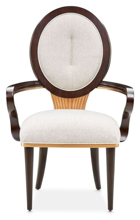 Camellia Field Warm Pecan and Linen Dining Arm Chair