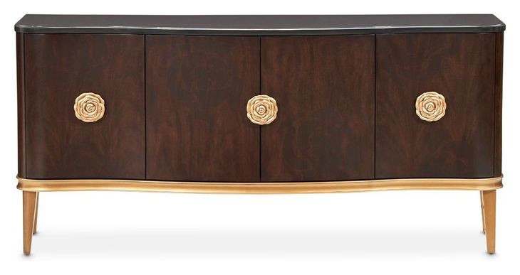 Camellia Field Warm Pecan Sideboard with Adjustable Shelves