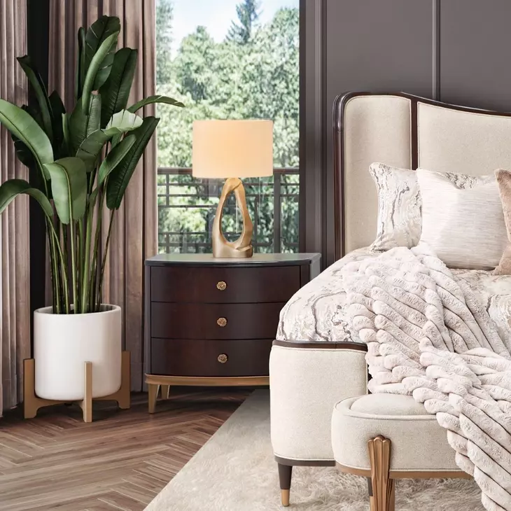 Camellia Field Warm Pecan 3 Drawer Nightstand