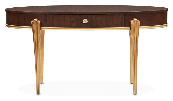 Camellia Field Warm Pecan 1 Drawer Vanity Desk