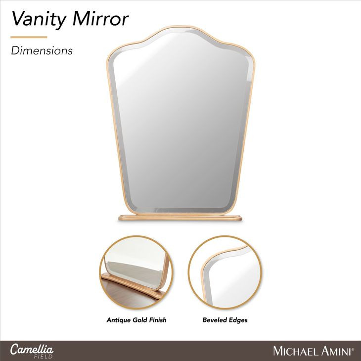 Camellia Field Antique Gold Vanity Mirror