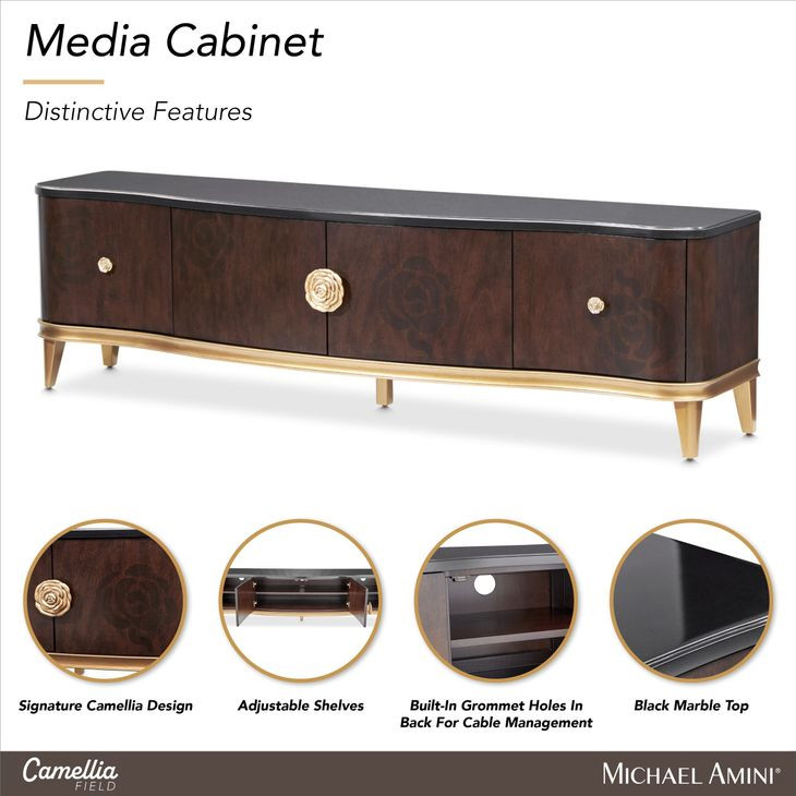 Camellia Field Warm Pecan 78" Media Cabinet