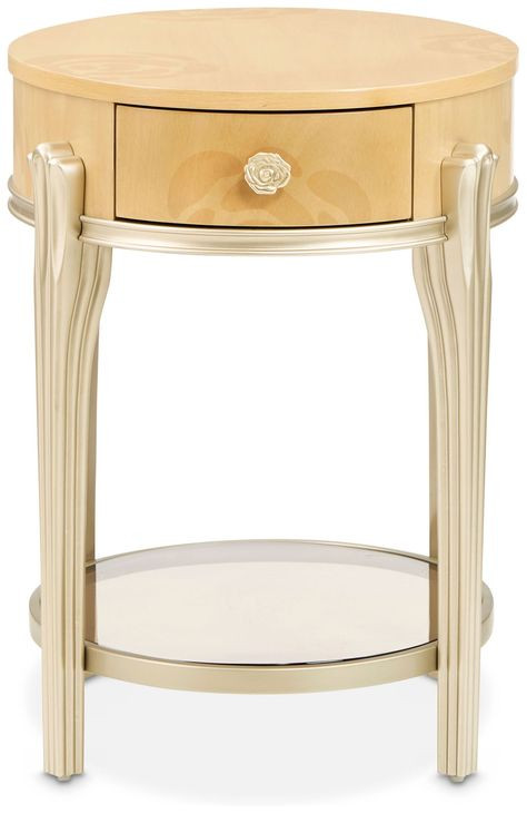 Camellia Field Caramel Oval End Table with Drawer