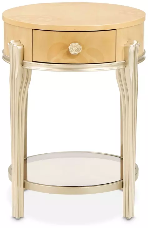 Camellia Field Caramel Oval End Table with Drawer