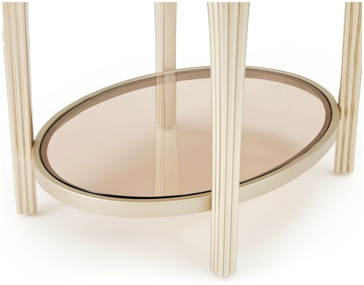 Camellia Field Caramel Oval End Table with Drawer
