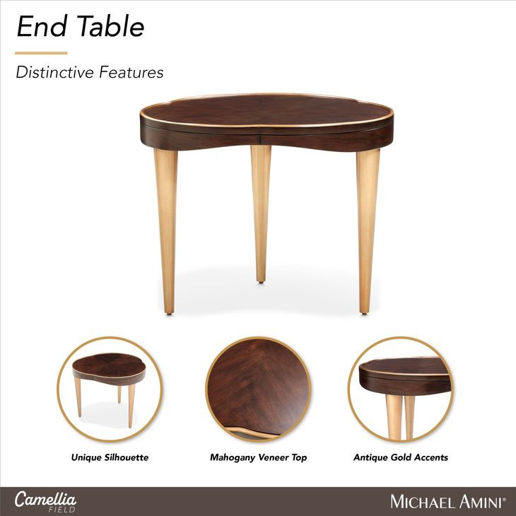 Camellia Field Warm Pecan 26" Free Form End Table