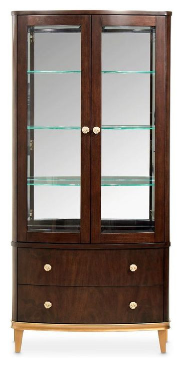 Camellia Field Warm Pecan 2 Door Display Cabinet