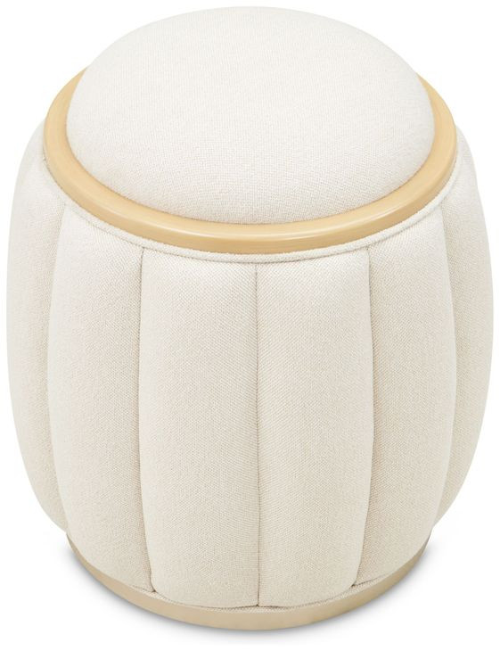 Camellia Field Cornsilk Upholstered Round Bench