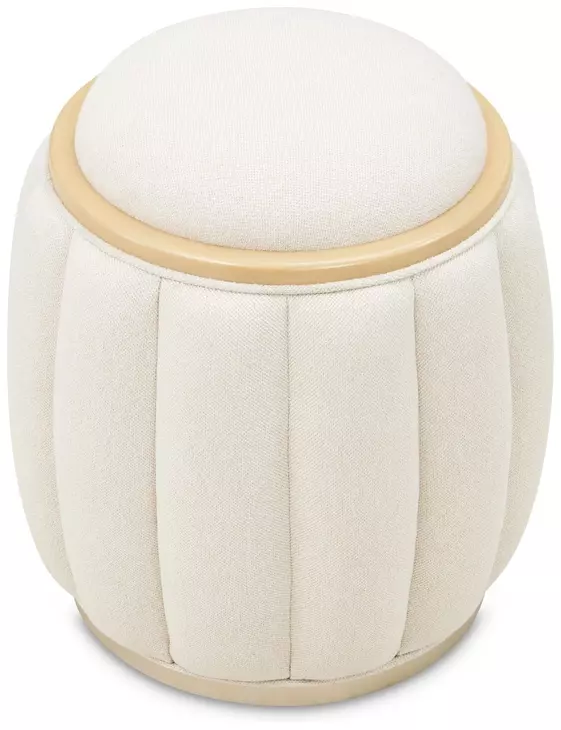 Camellia Field Cornsilk Upholstered Round Bench