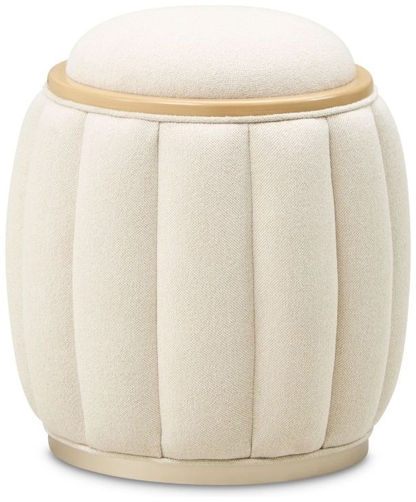 Camellia Field Cornsilk Upholstered Round Bench