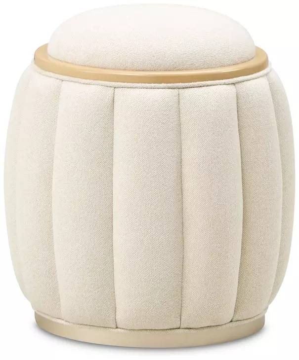 Camellia Field Cornsilk Upholstered Round Bench