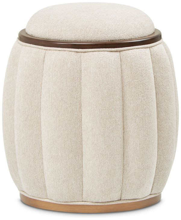 Camellia Field Linen and Warm Pecan 19" Round Bench