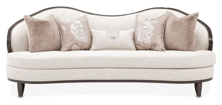 Camellia Field Linen and Warm Pecan Chenille 94" Sofa