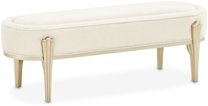 Camellia Field Cornsilk Upholstered Bed Bench