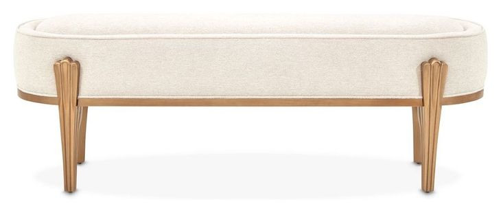 Camellia Field Linen and Antique Gold 56" Accent Bench