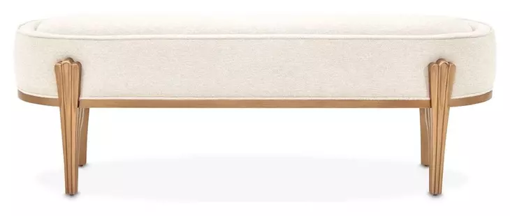 Camellia Field Linen and Antique Gold 56" Accent Bench