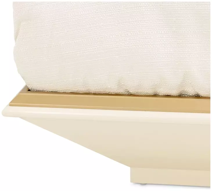 Fantosini Creamy Pearl and Gold Leaf King Fan Platform Bed with USB Charging