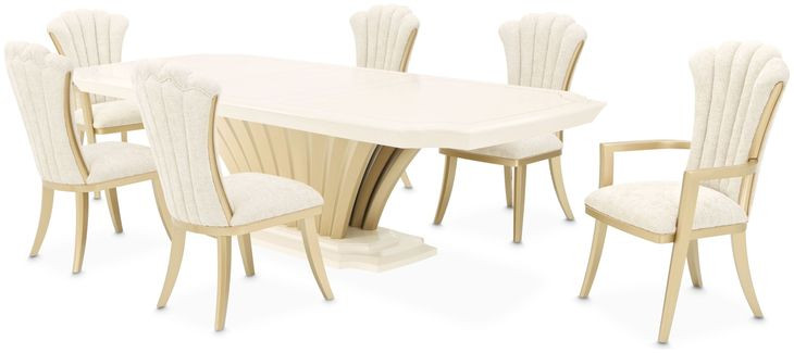 Fantosini Creamy Pearl 140" Extendable Rectangular Dining Table