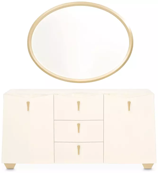 Fantosini Creamy Pearl 2 Door Sideboard with Wall Mirror