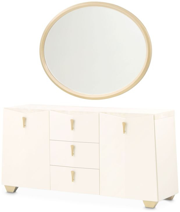 Fantosini Creamy Pearl 2 Door Sideboard with Wall Mirror