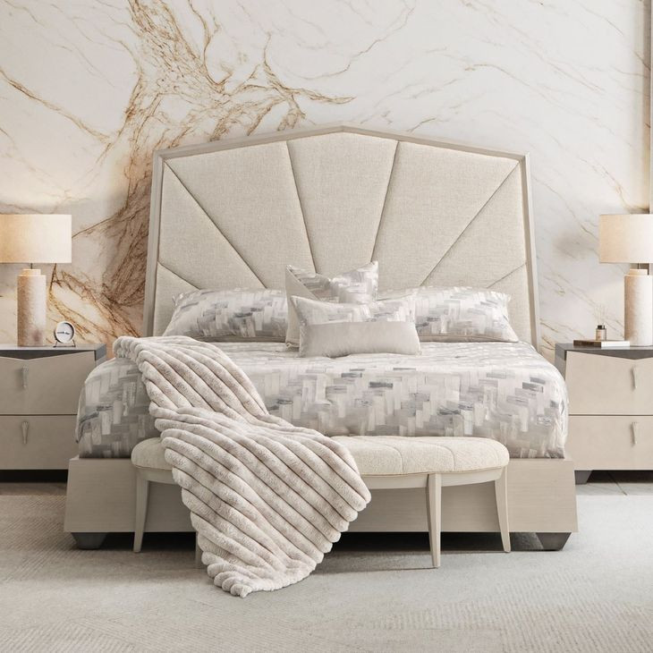 Fantosini Silver Mist and Cappuccino Upholstered Panel Bedroom Set