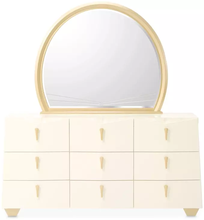 Fantosini Creamy Pearl 9 Drawer Dresser with Mirror