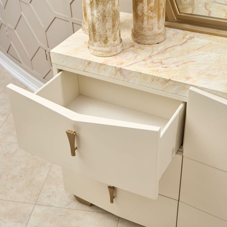 Fantosini Creamy Pearl 9 Drawer Dresser with Mirror