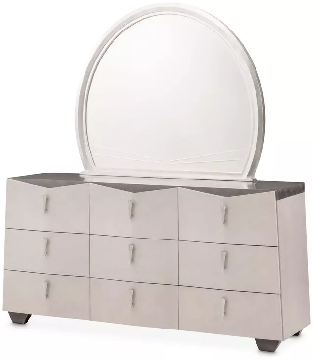 Fantosini Silver Mist 9 Drawer Dresser with Mirror