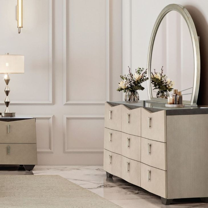 Fontessa Silver Mist 9 Drawer Dresser with Mirror