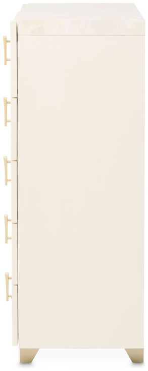 Fantosini Creamy Pearl and Gold Leaf Fan Platform Bedroom Set