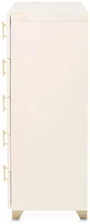 Fantosini Creamy Pearl and Gold Leaf Fan Platform Bedroom Set