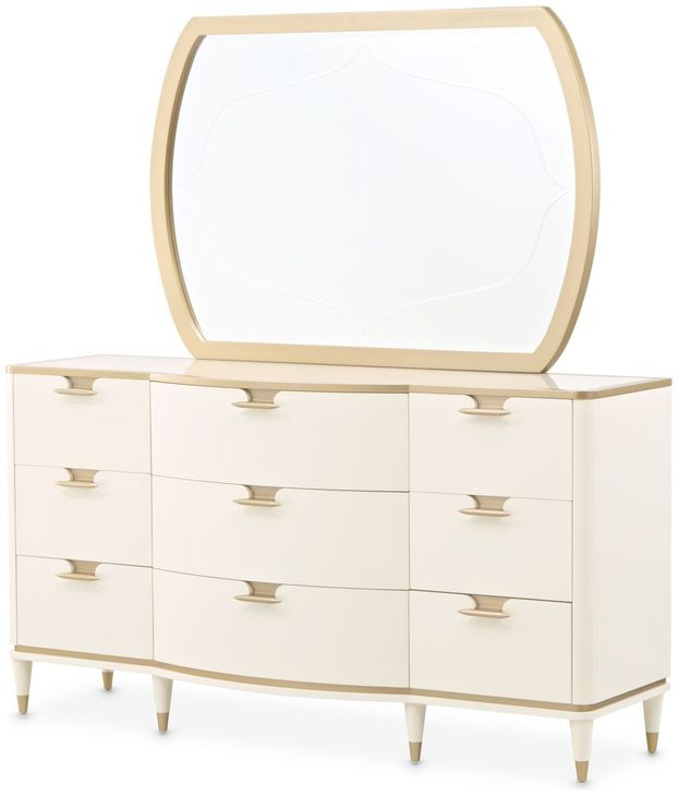 Terravista Creamy Pearl 9 Drawer Dresser with Mirror