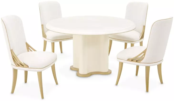 La Terrazza Creamy Pearl Round Dining Room Set