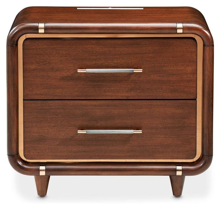 Parkstead Umber 2 Drawer Nightstand with LED Lighting