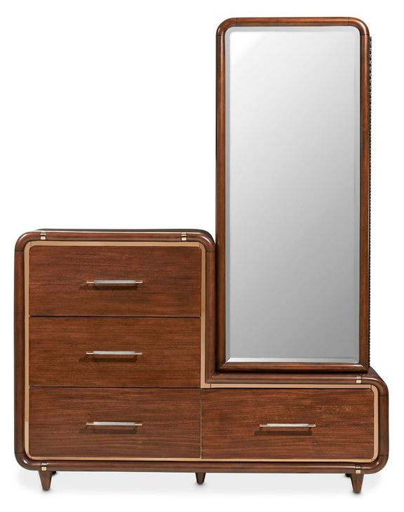 Parkstead Umber 4 Drawer Chest with Storage Mirror