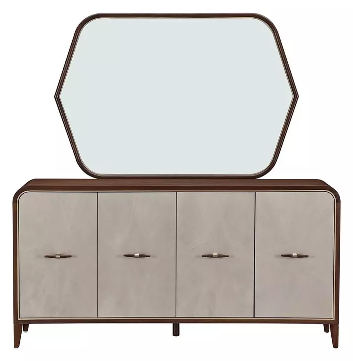 Houston Walnut 4 Door Sideboard with Mirror