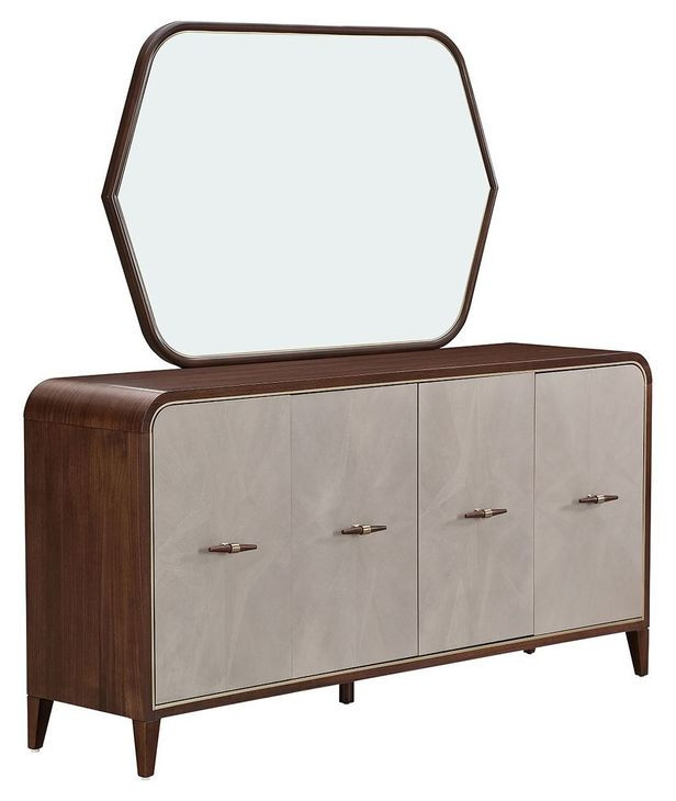 Westhaven Walnut 4 Door Sideboard with Mirror