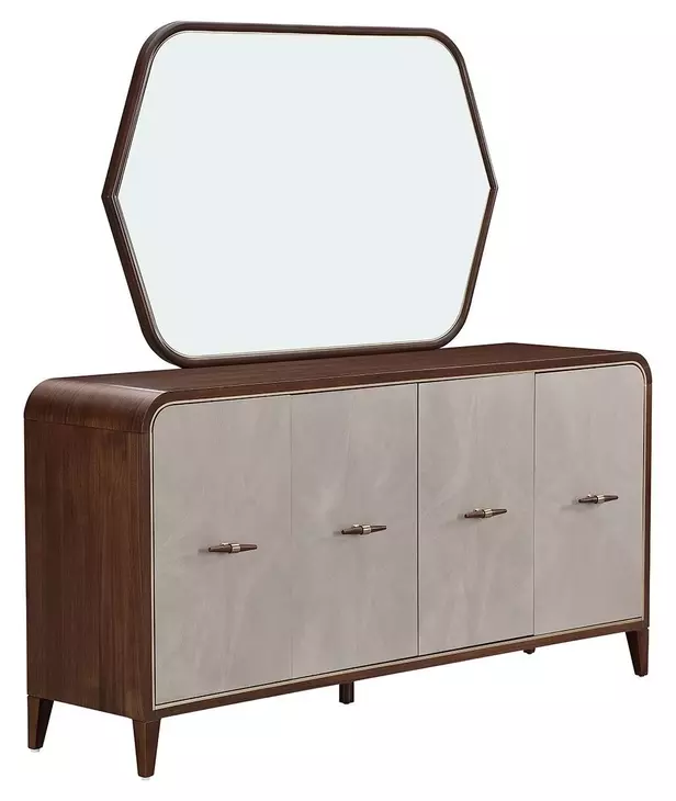 Houston Walnut 4 Door Sideboard with Mirror