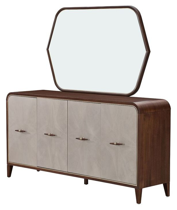 Westhaven Walnut 4 Door Sideboard with Mirror